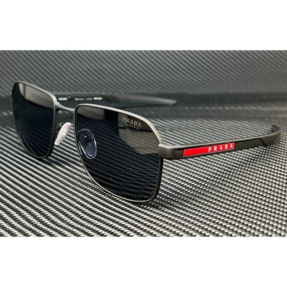 Prada Men's Matte Black Blue 57mm Sunglasses